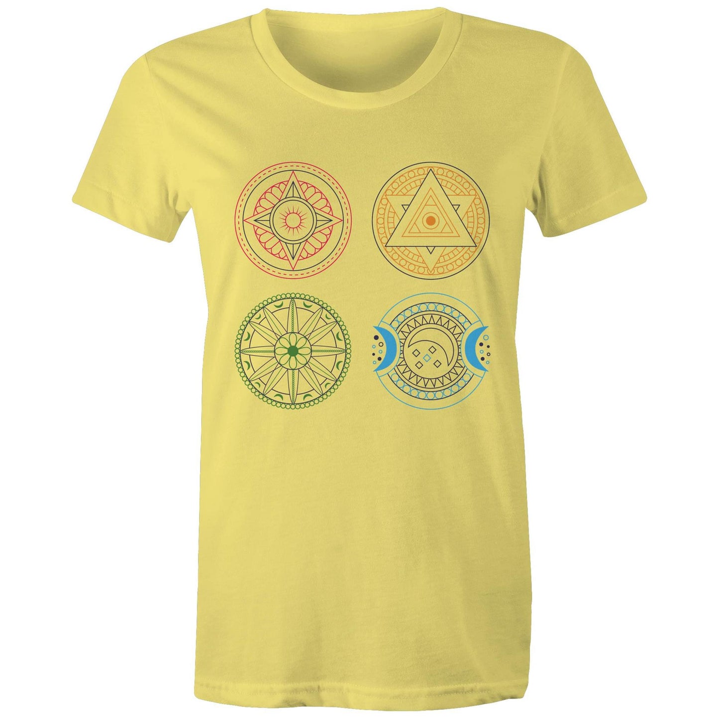 Women's Earthfolk Printed T shirt - Esoteric Mandala - The Crescent Moon