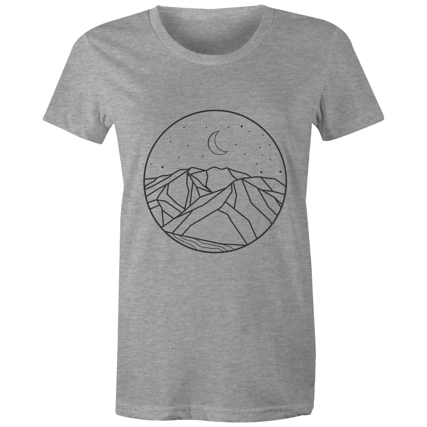 Women's Earthfolk Printed T shirt - Moon Mountain - The Crescent Moon
