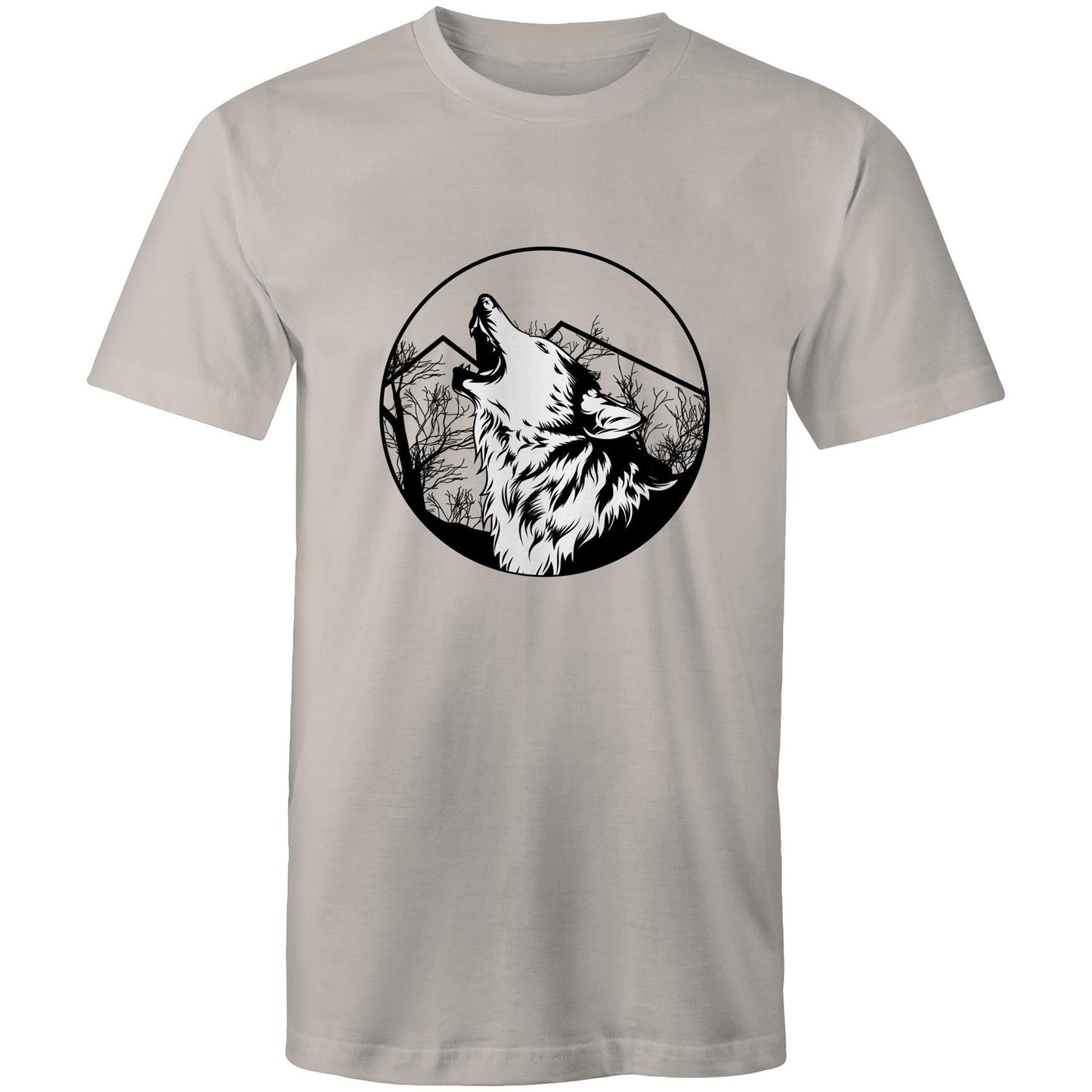Men's Earthfolk Printed T shirt - Howling Wolf - The Crescent Moon