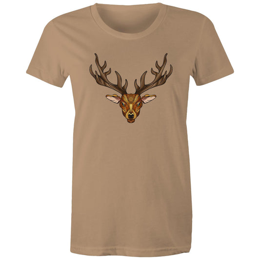 Women's Earthfolk T shirt - Totem Deer - The Crescent Moon