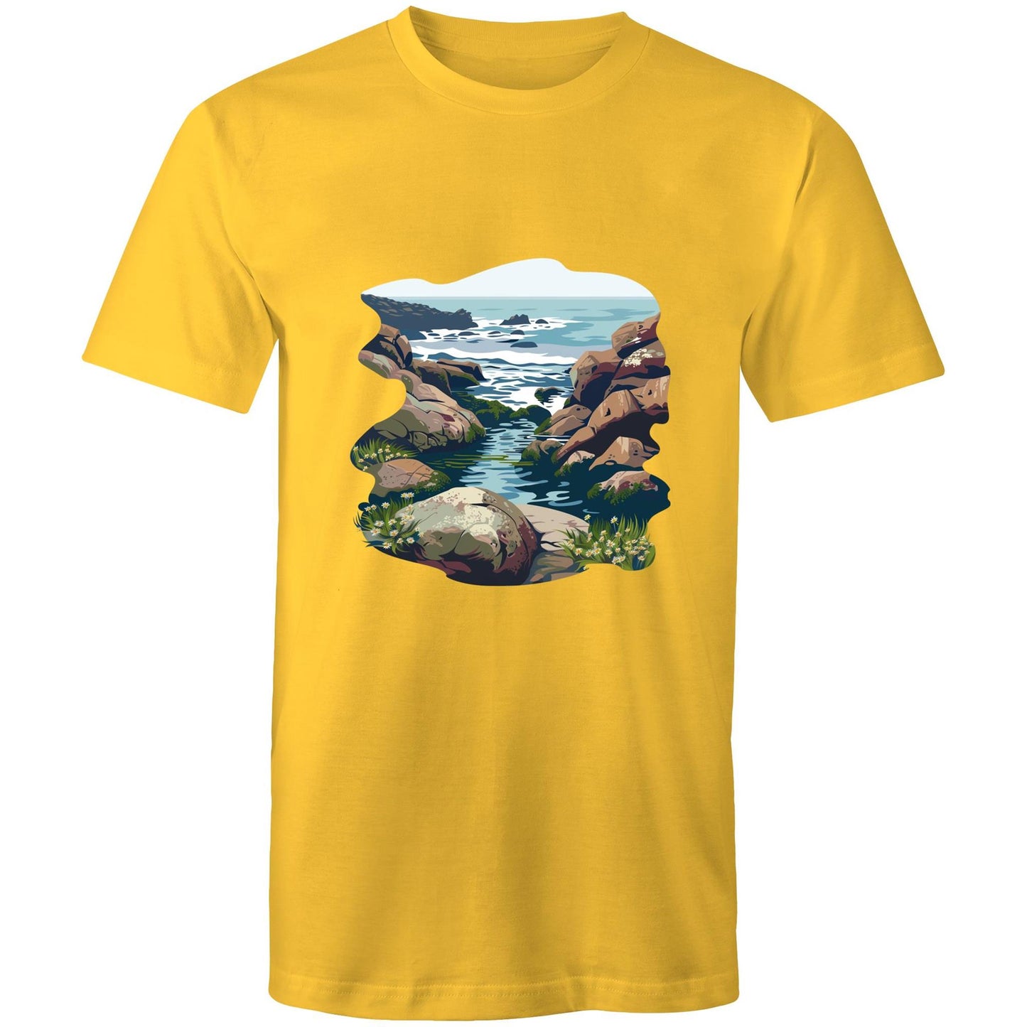 Earthfolk Printed T shirt - Mens Relaxed Fit - Rock Pool Rambles - The Crescent Moon