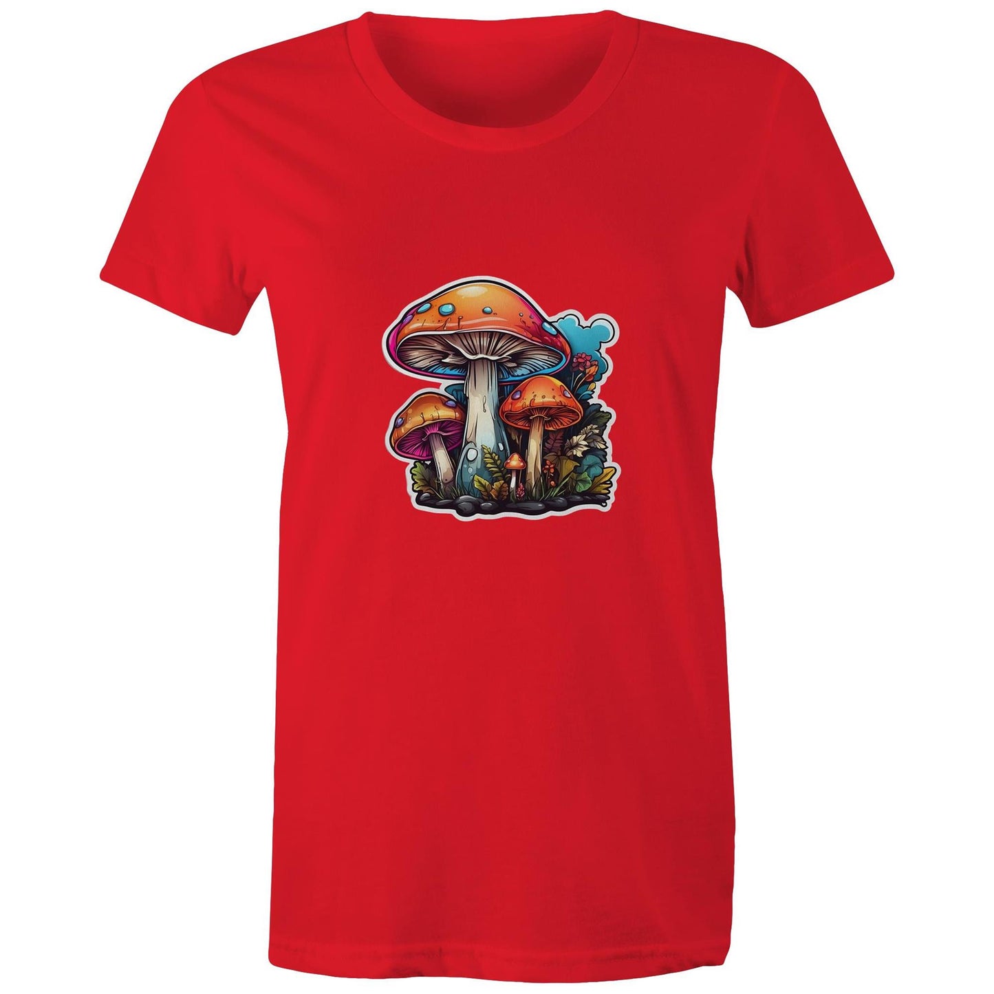 Earthfolk Printed T Shirt - Womens Relaxed Fit - Colourful Mushroom