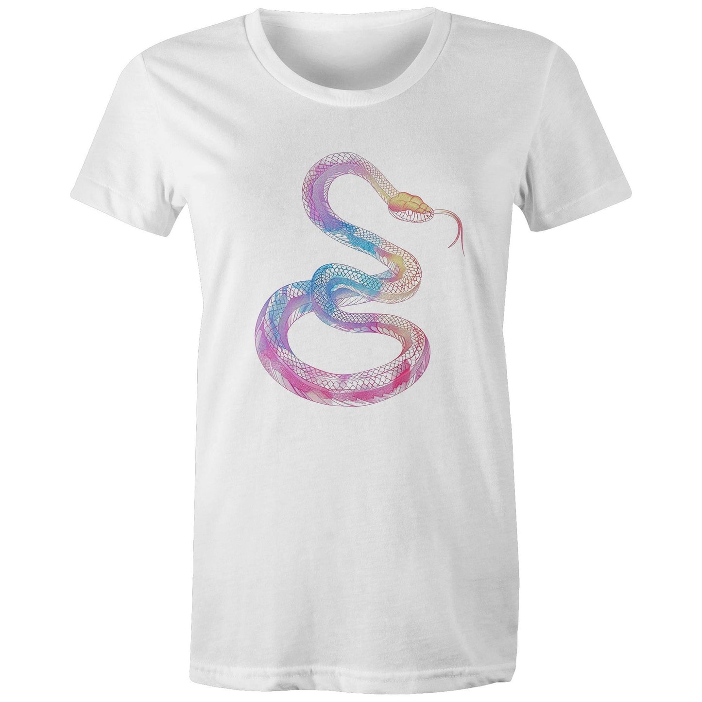 Women's Earthfolk T shirt - Rainbow Serpent - The Crescent Moon