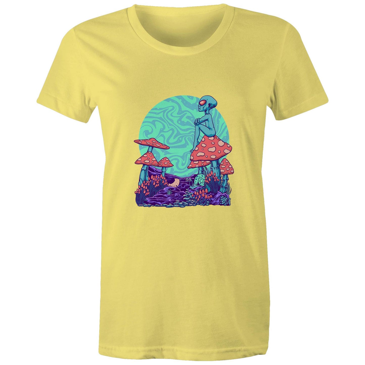 Women's Earthfolk T shirt - Trippy Vibes - The Crescent Moon