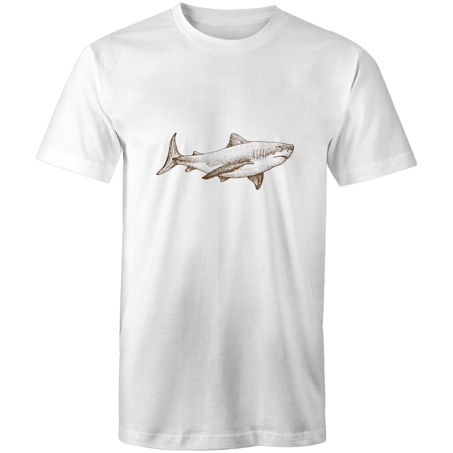 Earthfolk Printed T shirt - Mens Relaxed Fit - Sepia Shark - The Crescent Moon