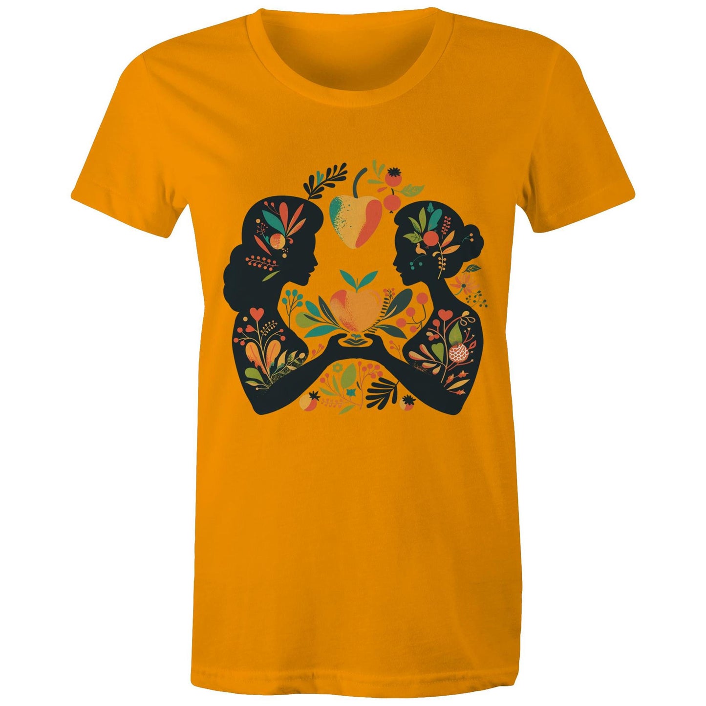 Women's Earthfolk T shirt - Folk Art - The Crescent Moon
