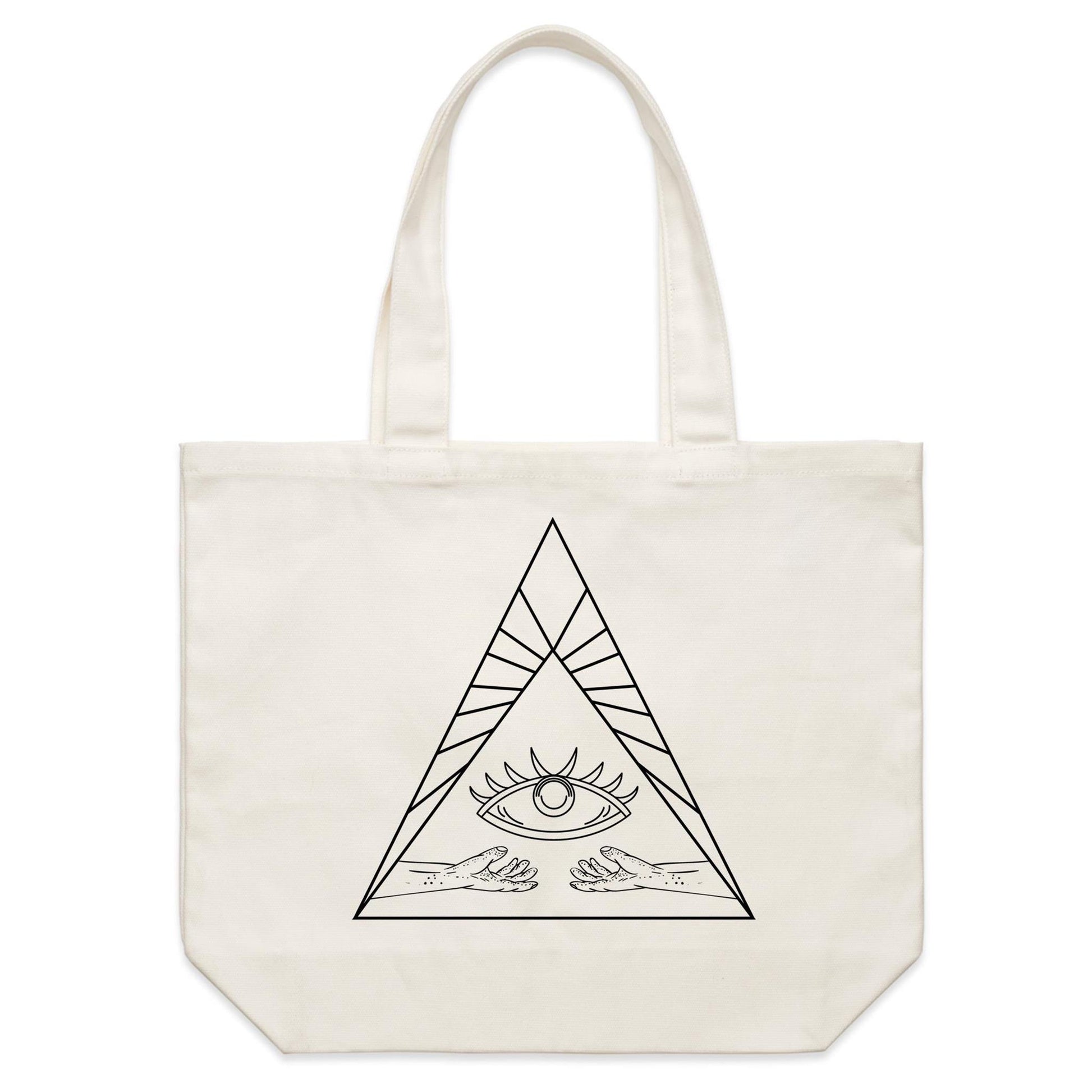 Earthfolk Canvas Tote Bag - Boho Eye Triangle - The Crescent Moon