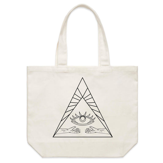 Earthfolk Canvas Tote Bag - Boho Eye Triangle - The Crescent Moon