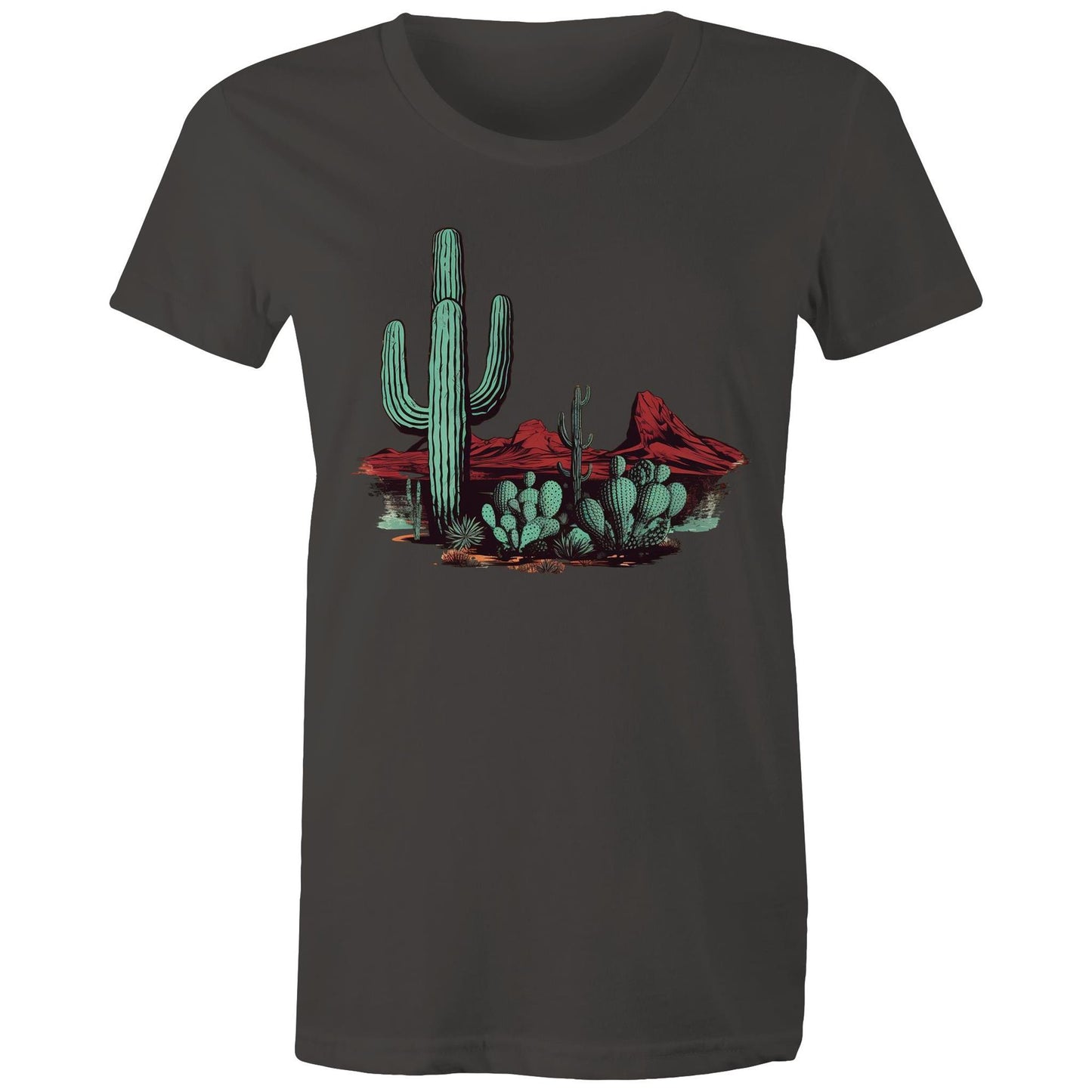 Women's Earthfolk T shirt - Cactus Desert - The Crescent Moon