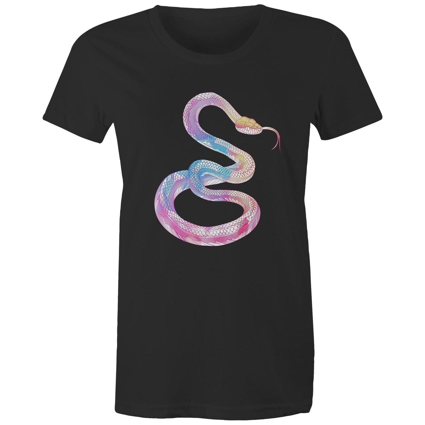 Women's Earthfolk T shirt - Rainbow Serpent - The Crescent Moon