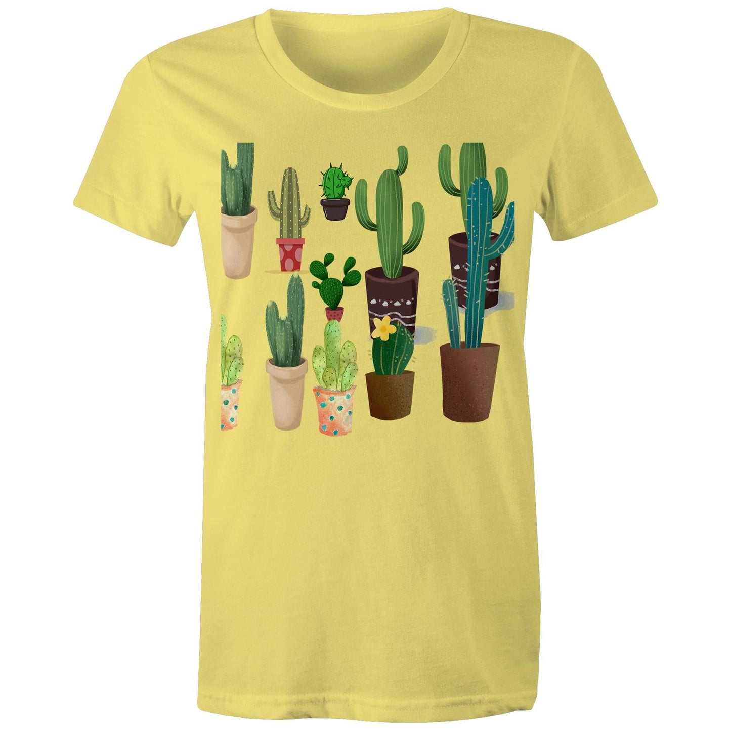 Women's earthfolk Printed T shirt - Succulents / Cactus - The Crescent Moon