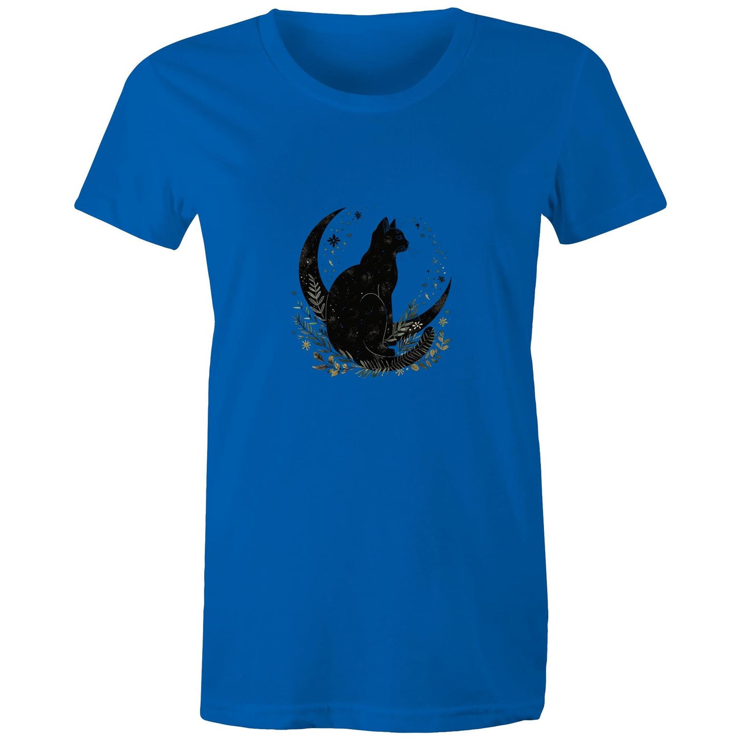 Earthfolk Printed T Shirt - Women's Relaxed Fit - Moon Cat