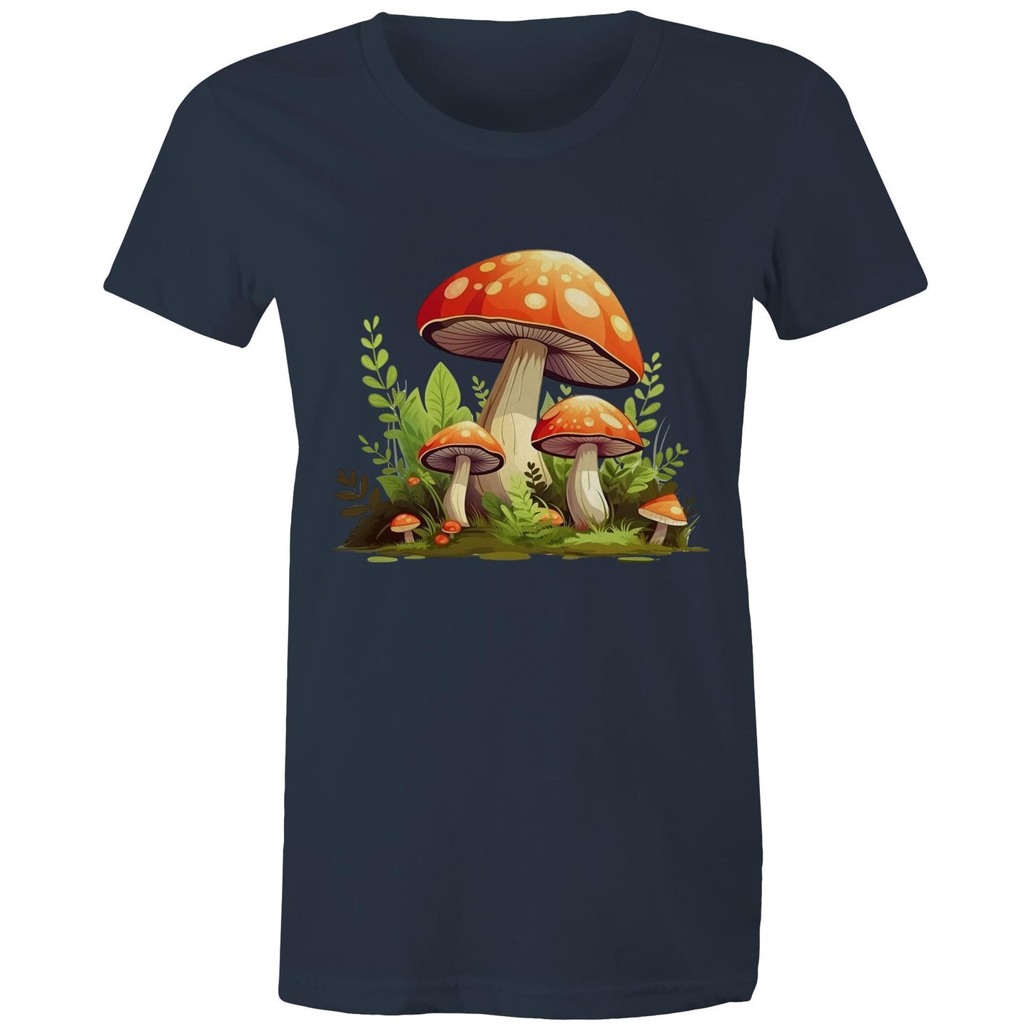Women's Earthfolk Printed T shirt - Woodland Mushrooms - The Crescent Moon