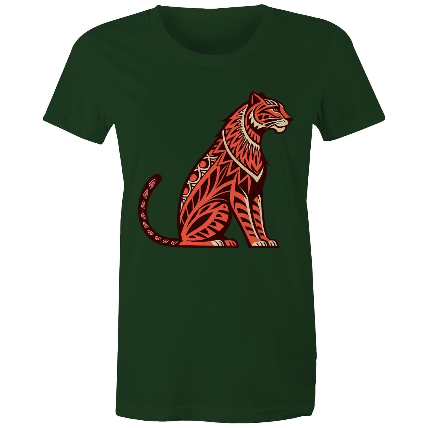 Women's Earthfolk Printed T shirt - Tribal Tiger - The Crescent Moon