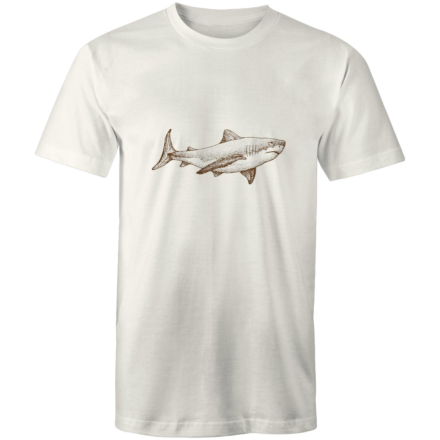 Earthfolk Printed T shirt - Mens Relaxed Fit - Sepia Shark - The Crescent Moon