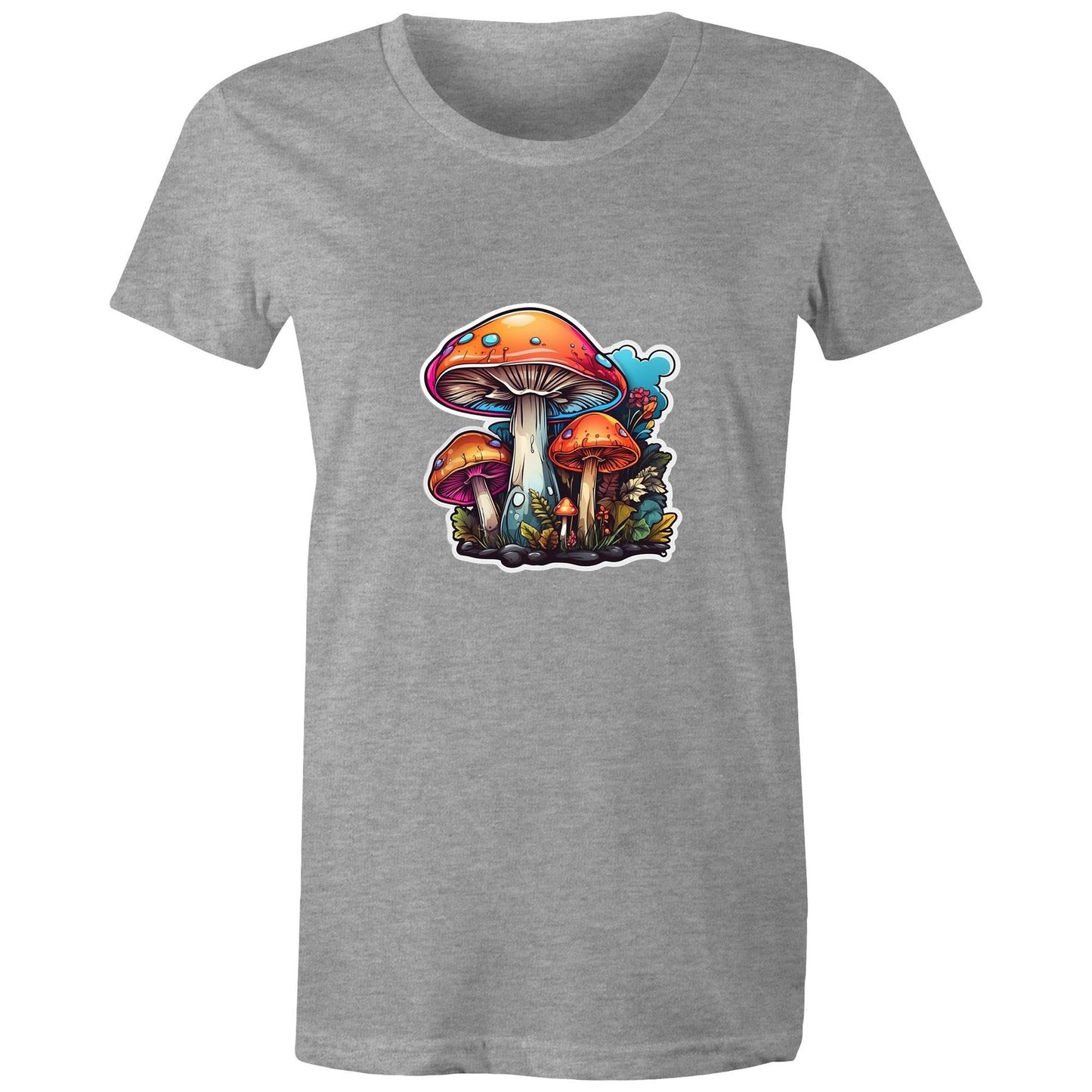 Earthfolk Printed T Shirt - Womens Relaxed Fit - Colourful Mushroom