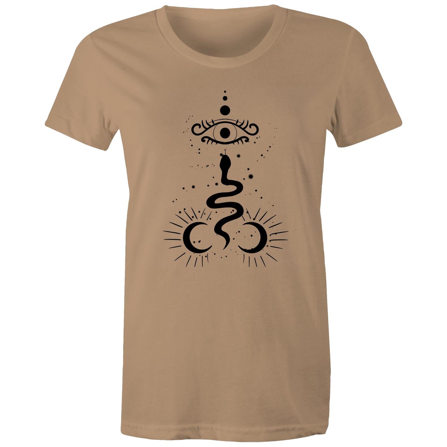 Women's Earthfolk T shirt - Mystery Serpent - The Crescent Moon