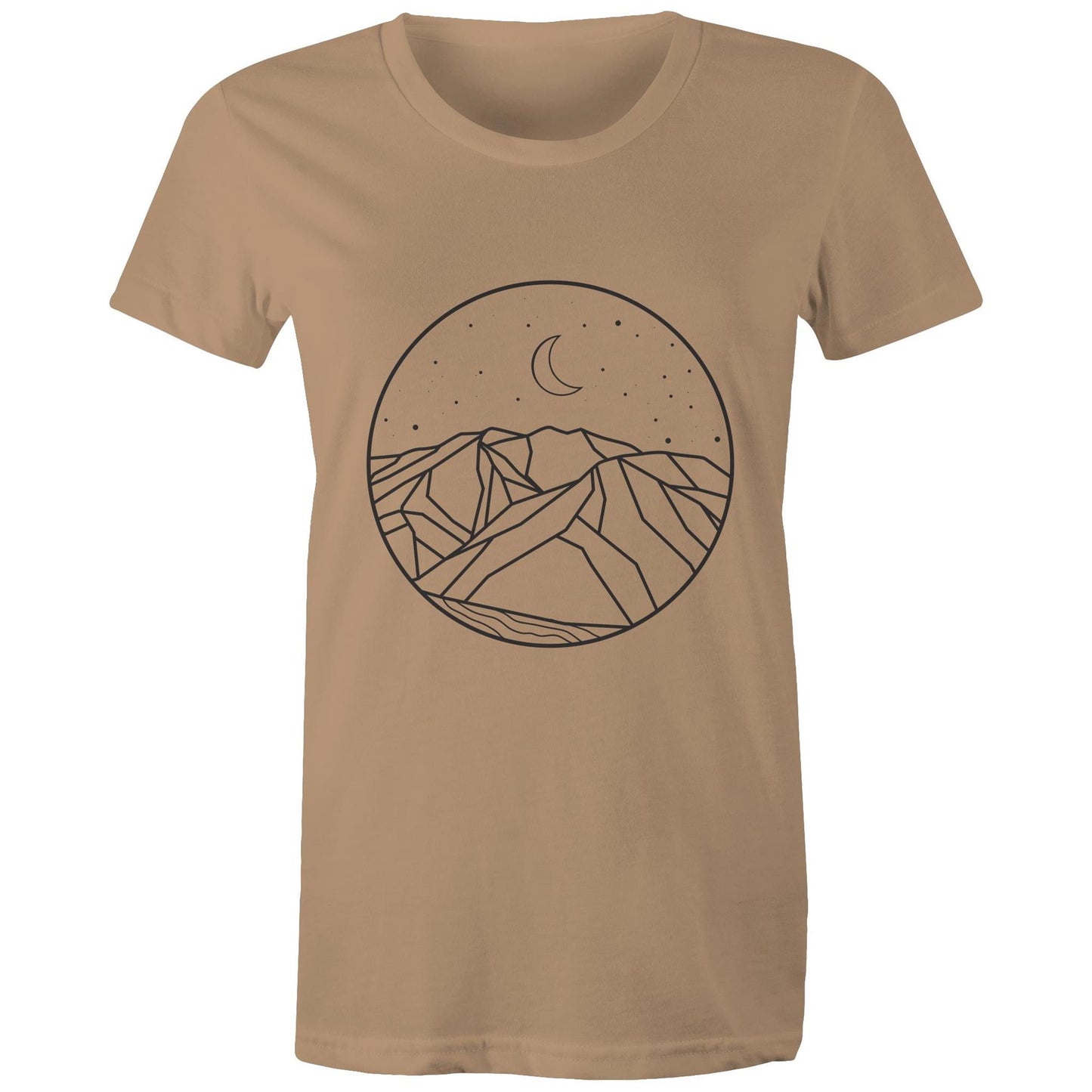 Women's Earthfolk Printed T shirt - Moon Mountain - The Crescent Moon