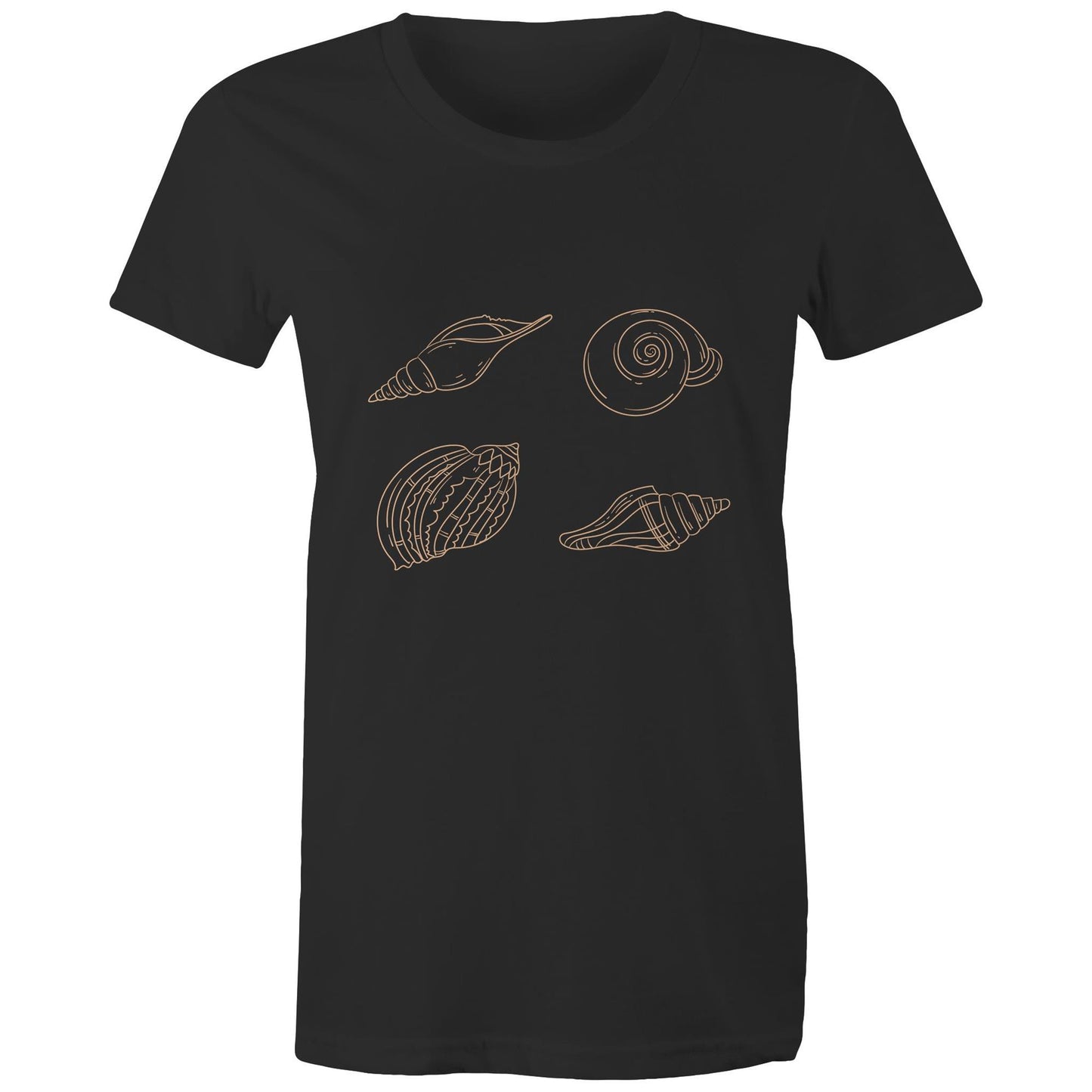 Women's Organic Earthfolk T shirt - Shells - The Crescent Moon
