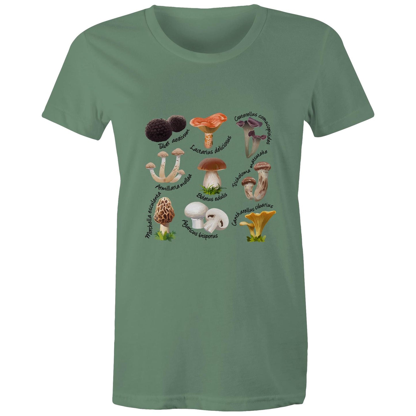 Earthfolk Printed Tshirt - Womens Relaxed Fit - Mushrooms - The Crescent Moon