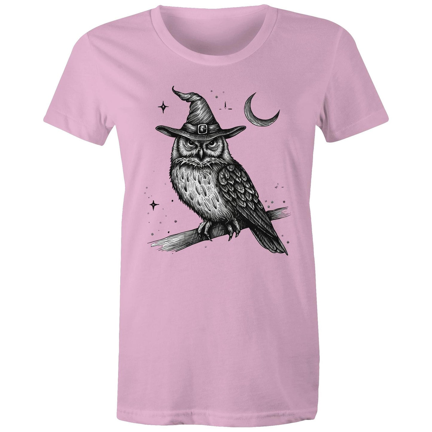 Women's Earthfolk T shirt - Owl magick - The Crescent Moon