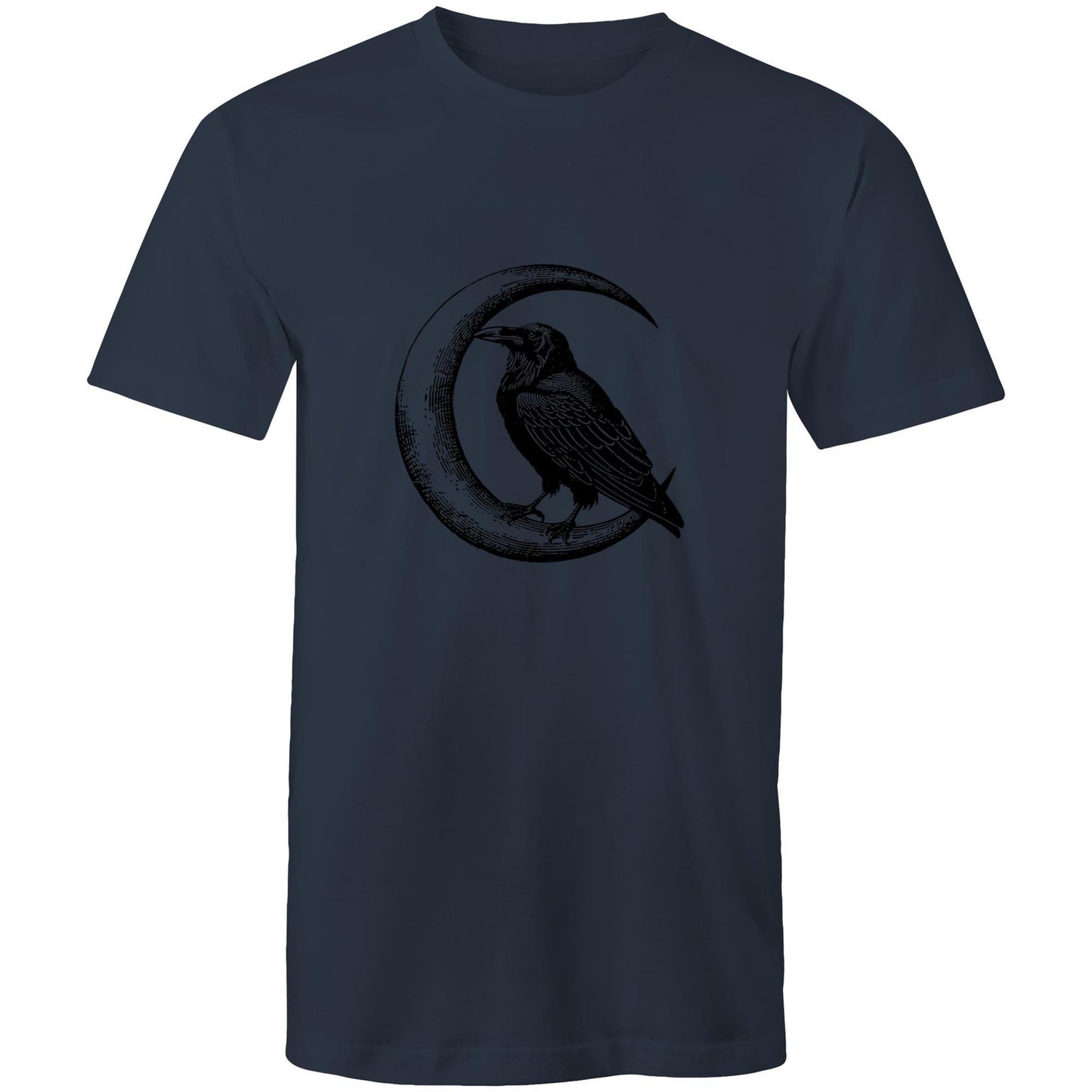 Men's Earthfolk Printed T shirt - Crow and Moon - The Crescent Moon