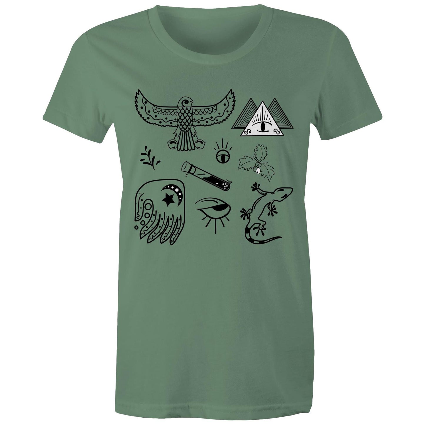 Women's Earthfolk Printed T shirt - Mystic - The Crescent Moon