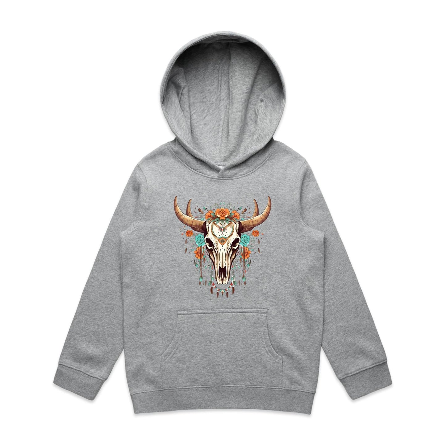 Kids Earthfolk Hoodie - Floral Skull - The Crescent Moon