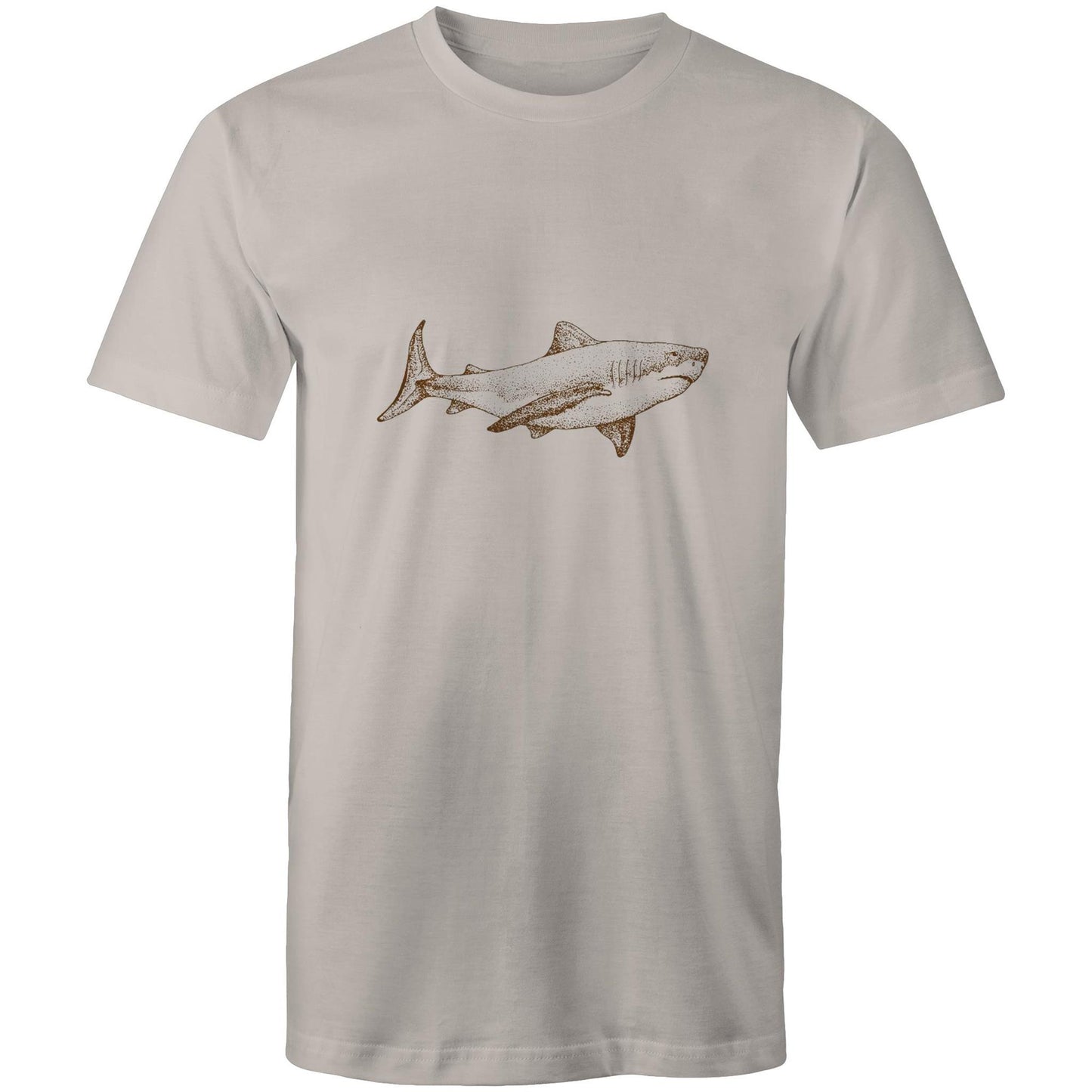 Earthfolk Printed T shirt - Mens Relaxed Fit - Sepia Shark - The Crescent Moon