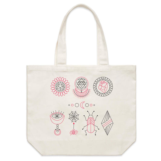 Earthfolk Canvas Tote Bag - Esoteric Symbols - The Crescent Moon