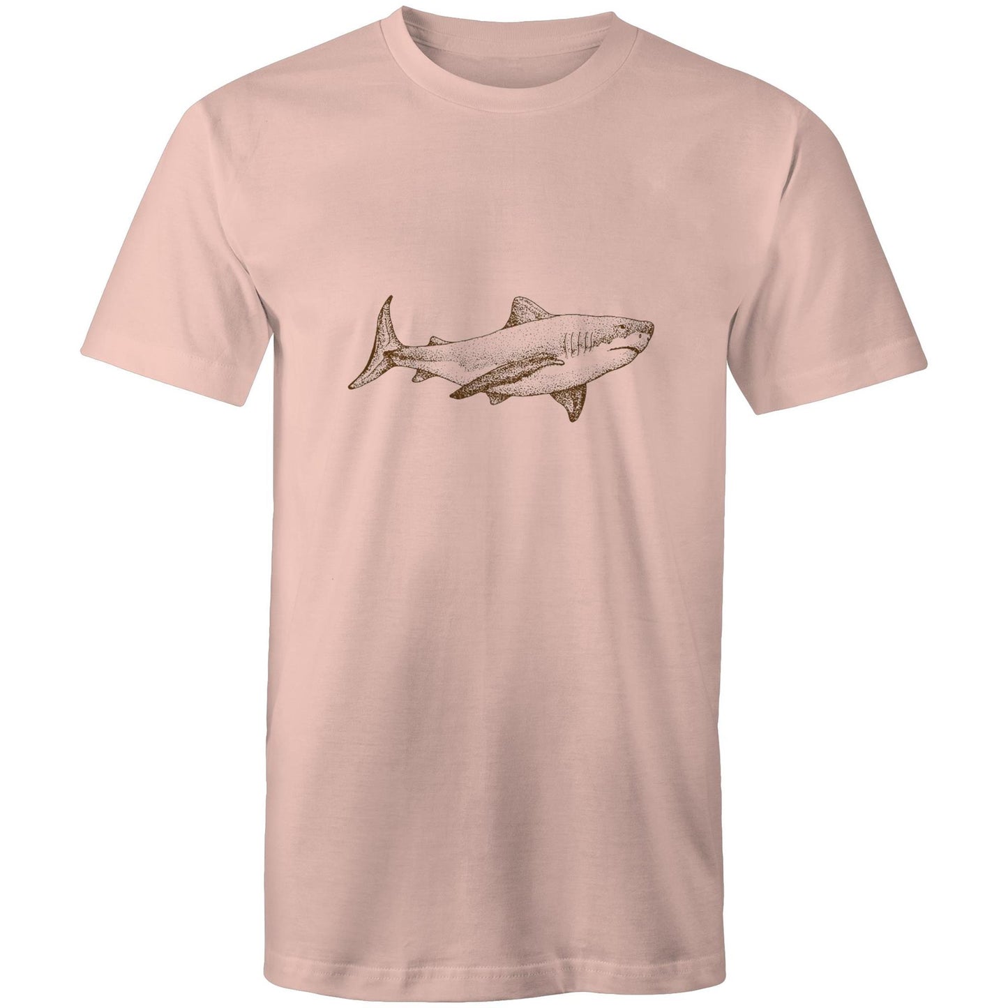 Earthfolk Printed T shirt - Mens Relaxed Fit - Sepia Shark - The Crescent Moon