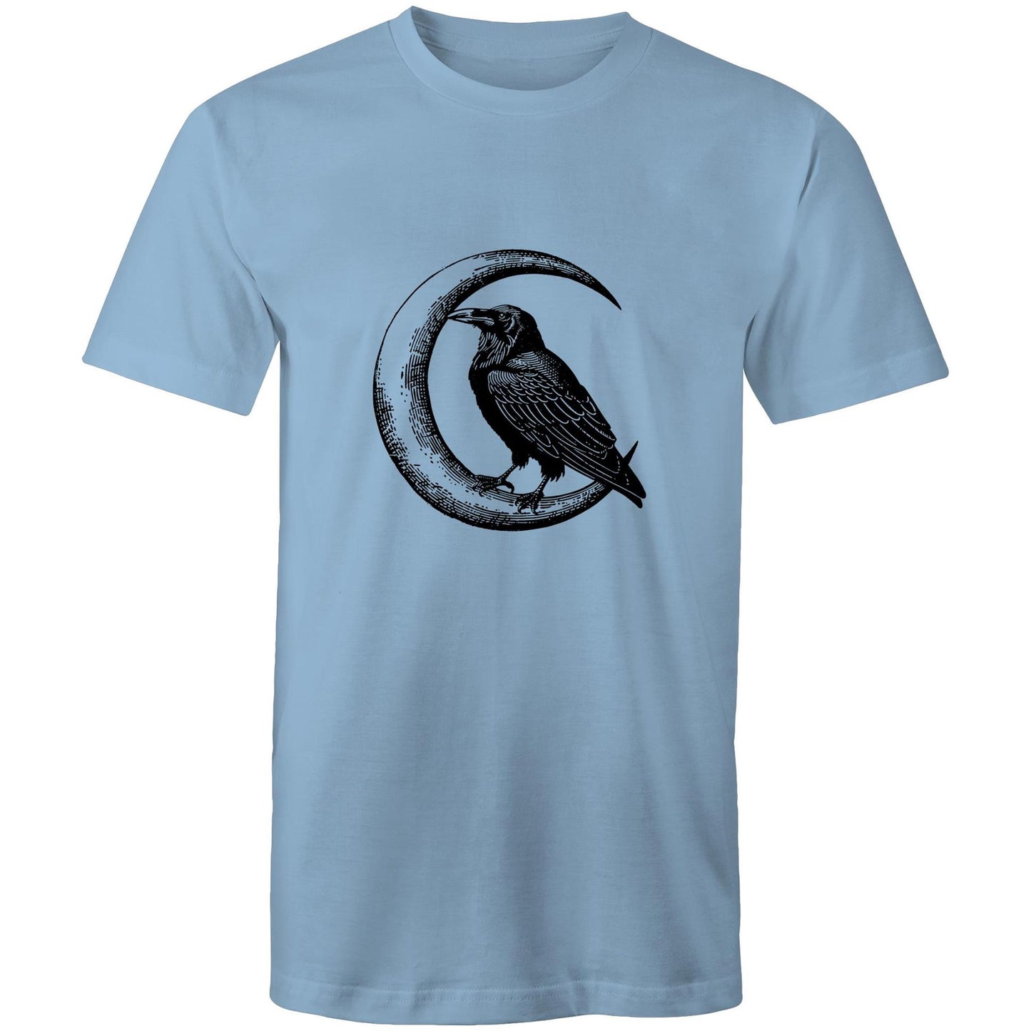 Men's Earthfolk Printed T shirt - Crow and Moon - The Crescent Moon