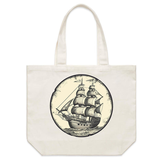 Earthfolk Canvas Tote Bag Tall Ship - The Crescent Moon