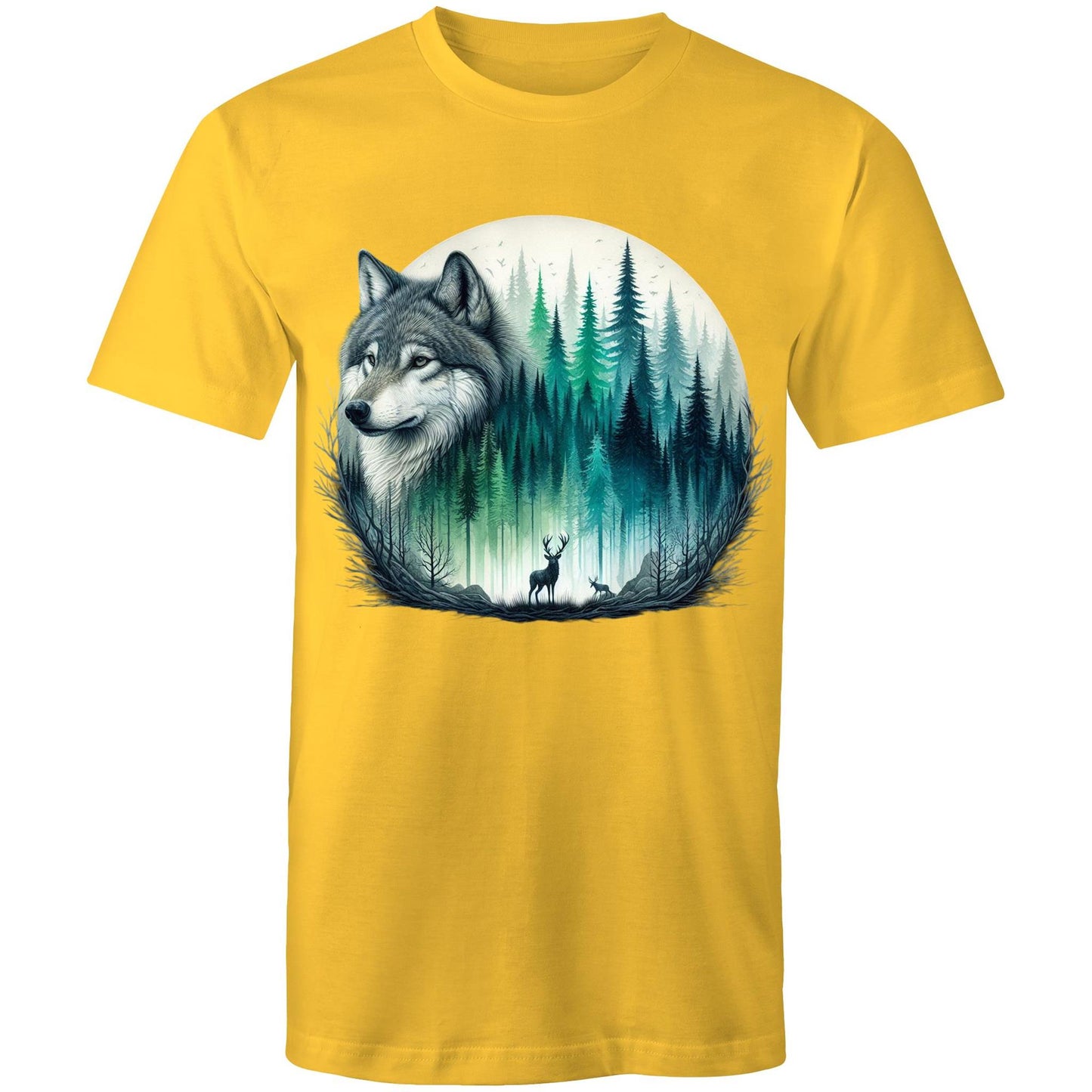 Men's Earthfolk T shirt - Wolf Landscape - The Crescent Moon