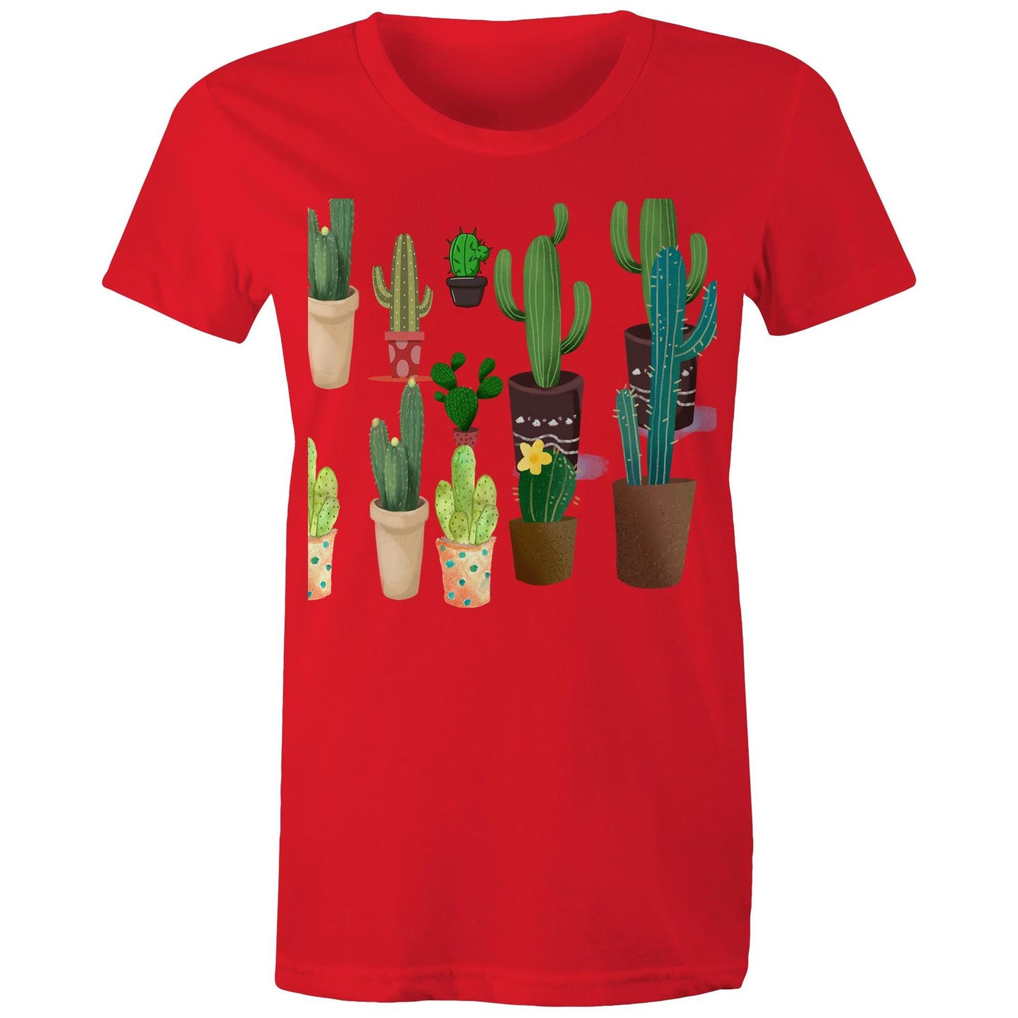 Women's earthfolk Printed T shirt - Succulents / Cactus - The Crescent Moon