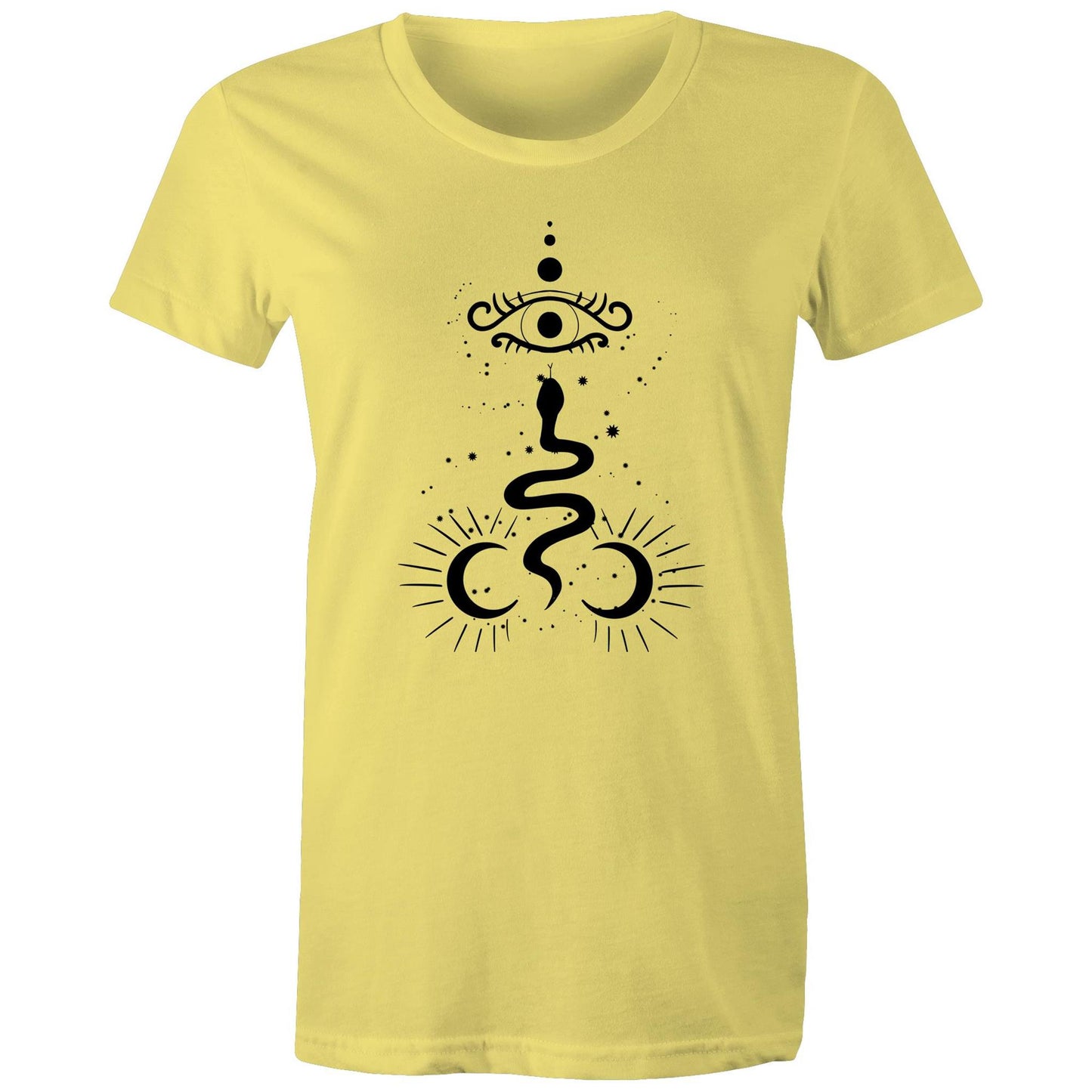 Women's Earthfolk T shirt - Mystery Serpent - The Crescent Moon