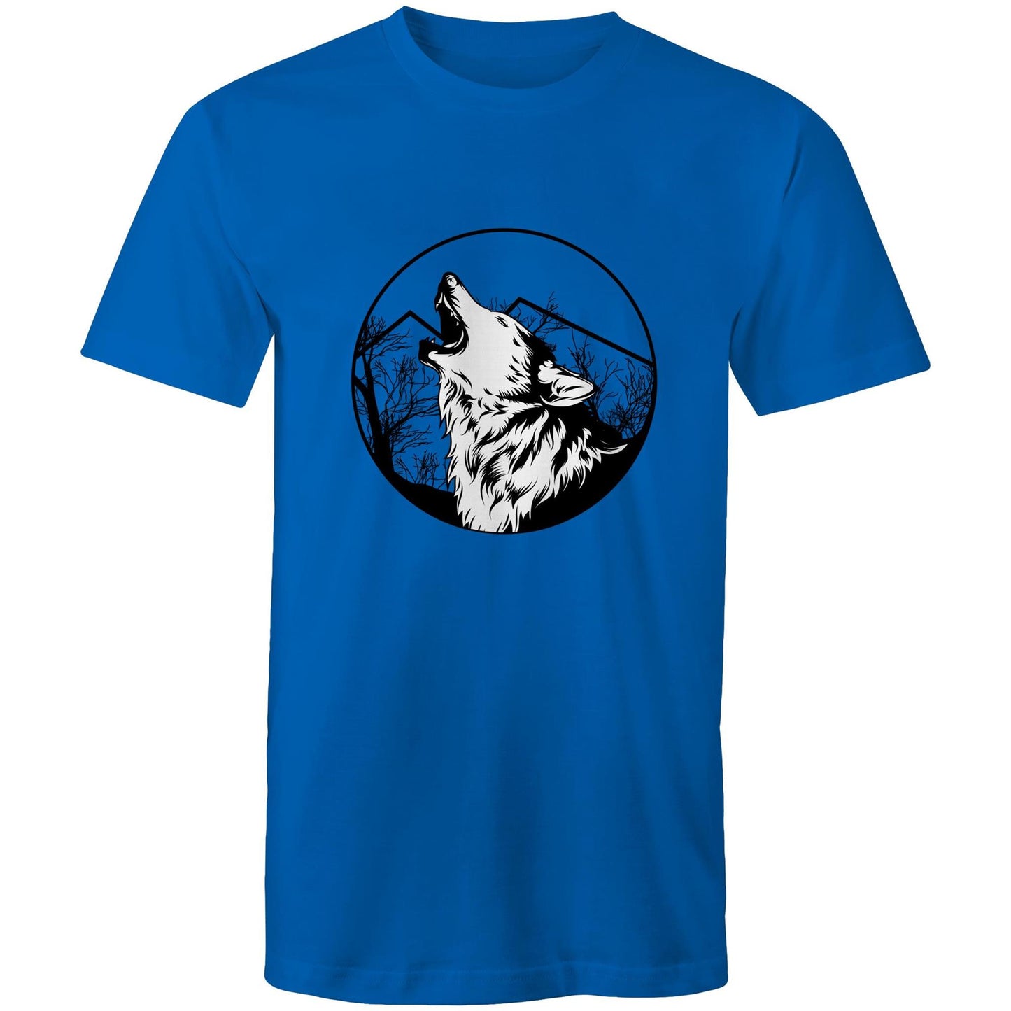 Men's Earthfolk Printed T shirt - Howling Wolf - The Crescent Moon