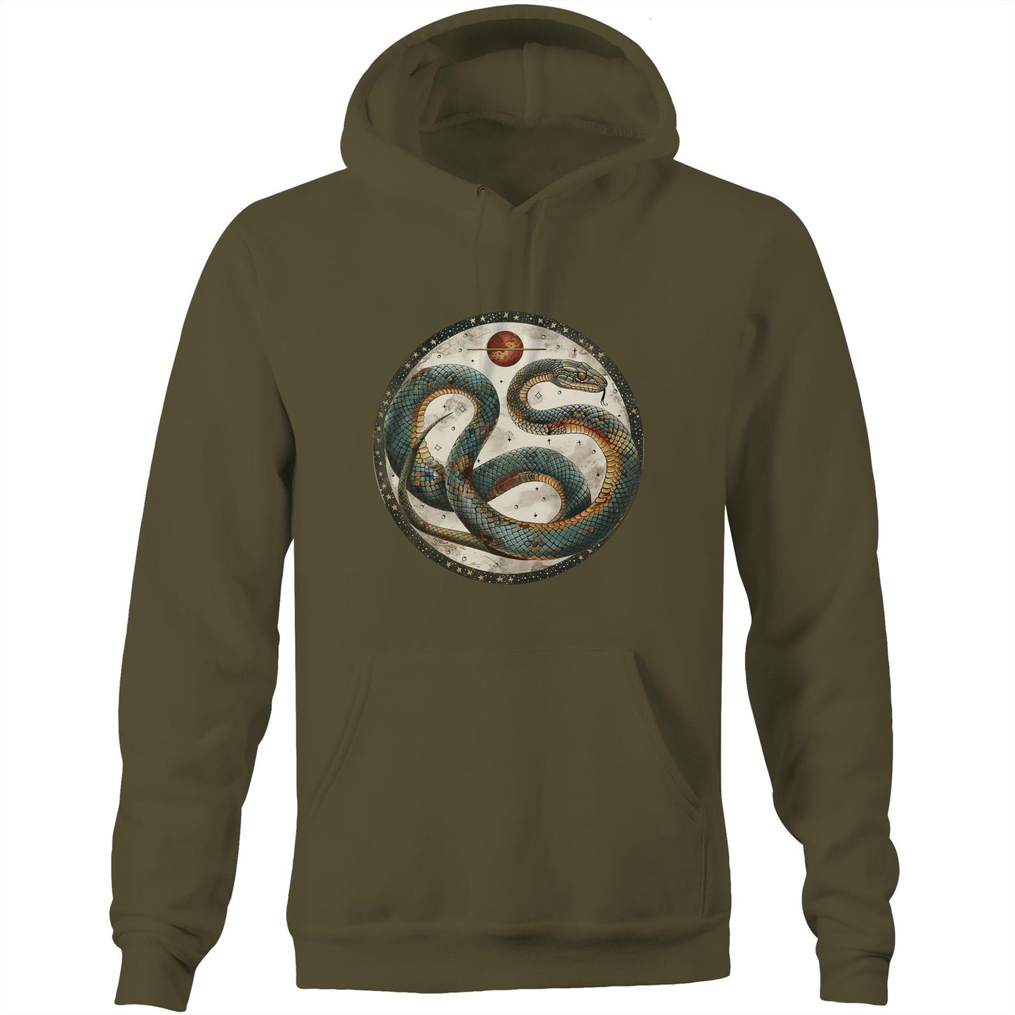 Men's Earthfolk Hoodie - Celestial Serpent - The Crescent Moon