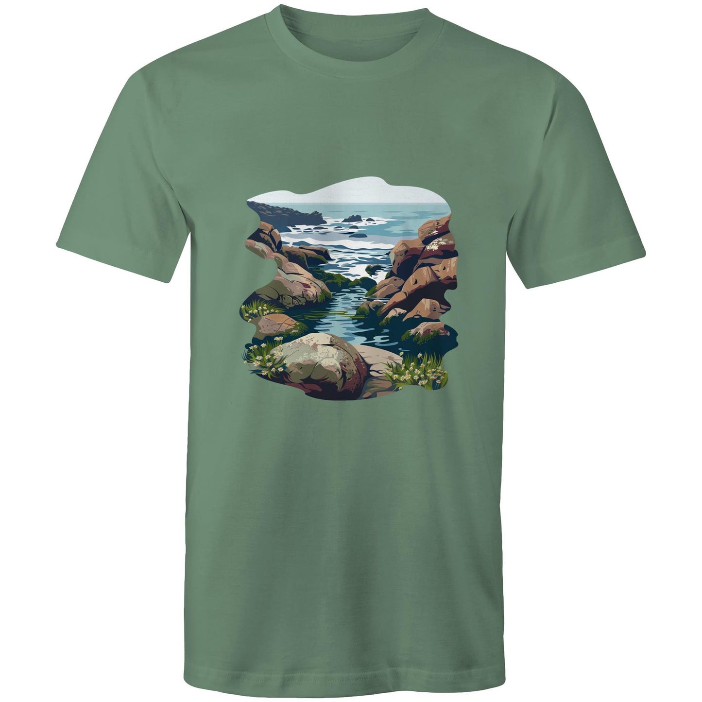 Earthfolk Printed T shirt - Mens Relaxed Fit - Rock Pool Rambles - The Crescent Moon