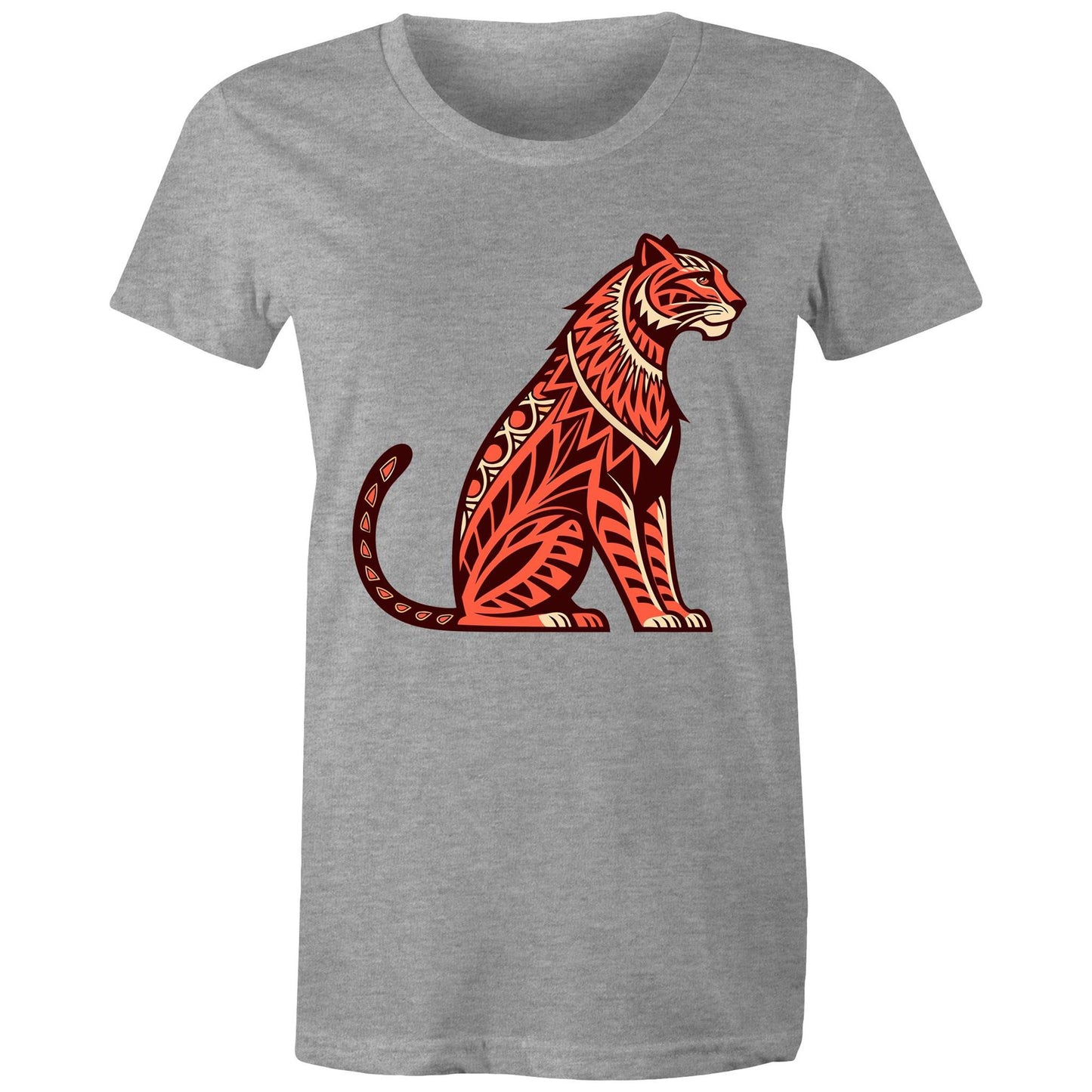 Women's Earthfolk Printed T shirt - Tribal Tiger - The Crescent Moon