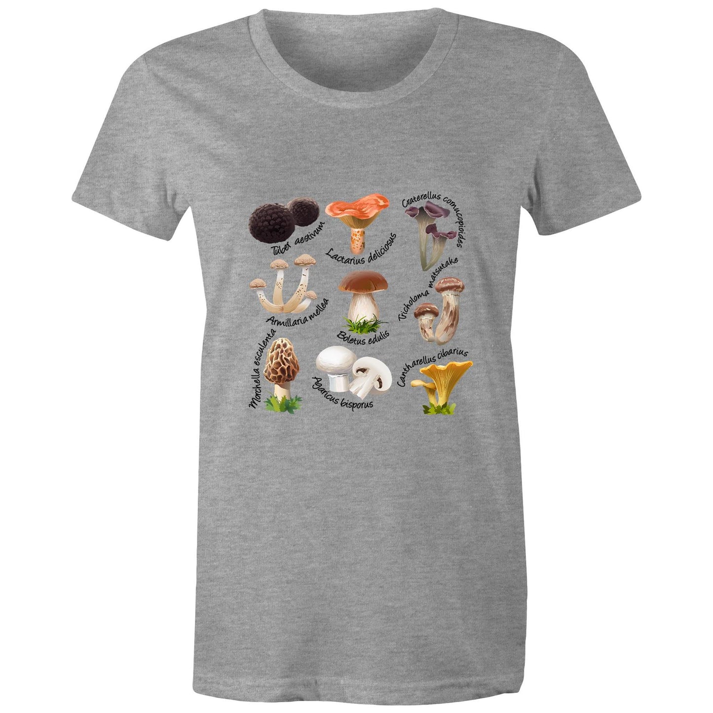 Earthfolk Printed Tshirt - Womens Relaxed Fit - Mushrooms - The Crescent Moon