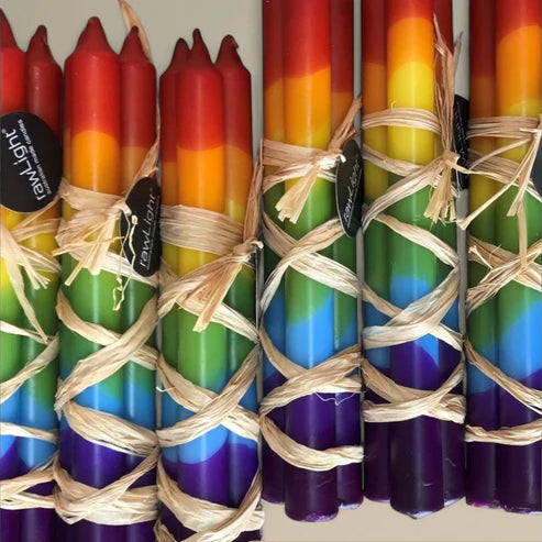 Rainbow Chakra DInner Candles Pk3