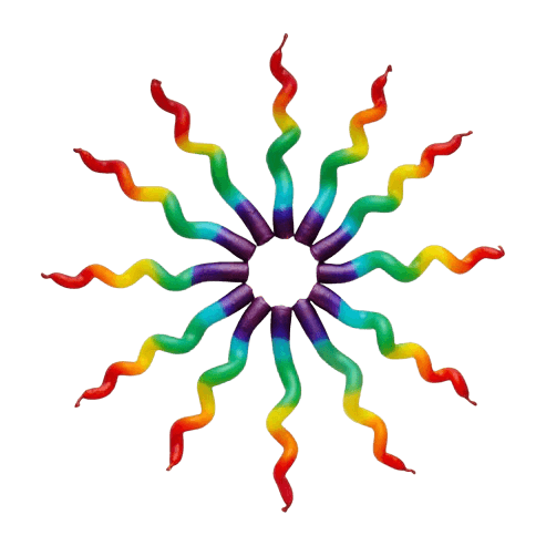 Rainbow Chakra DInner Candles Curly pk 3
