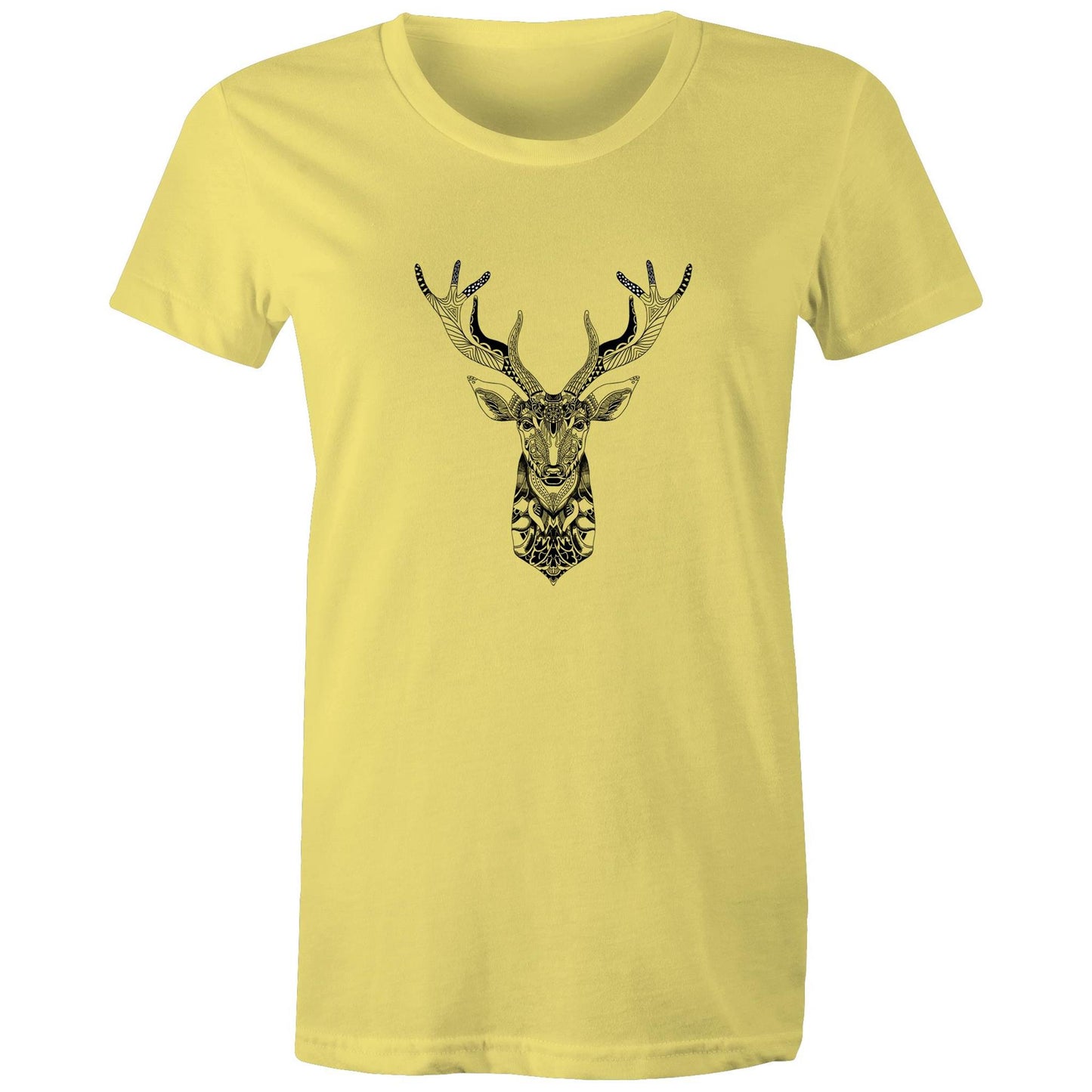 Women's Earthfolk Printed T shirt - Totem Deer - The Crescent Moon