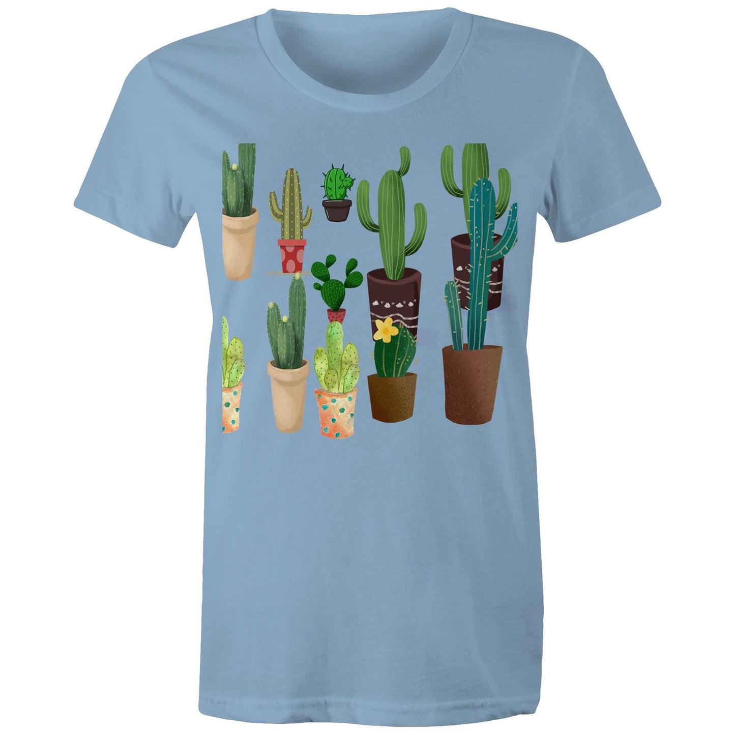 Women's earthfolk Printed T shirt - Succulents / Cactus - The Crescent Moon