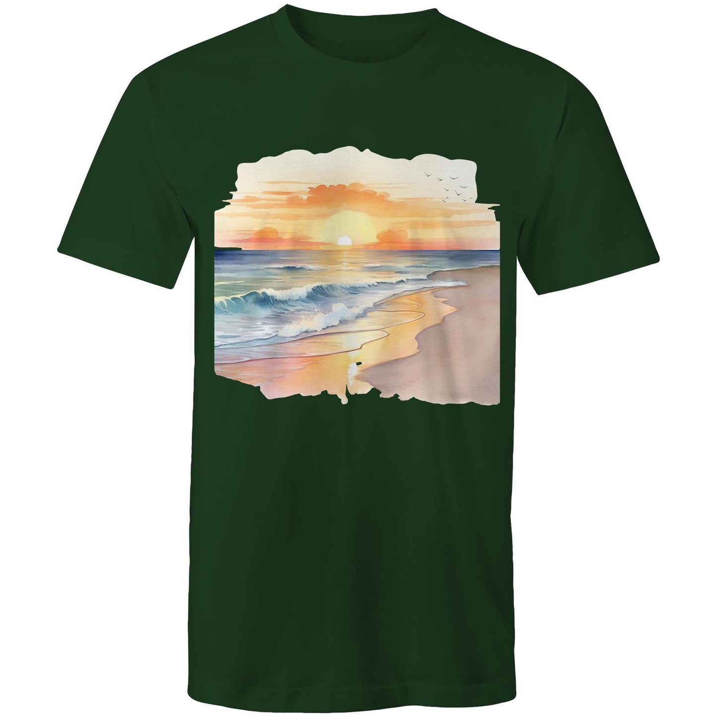 Men's Earthfolk Printed T shirt - Water colour Sunset - The Crescent Moon