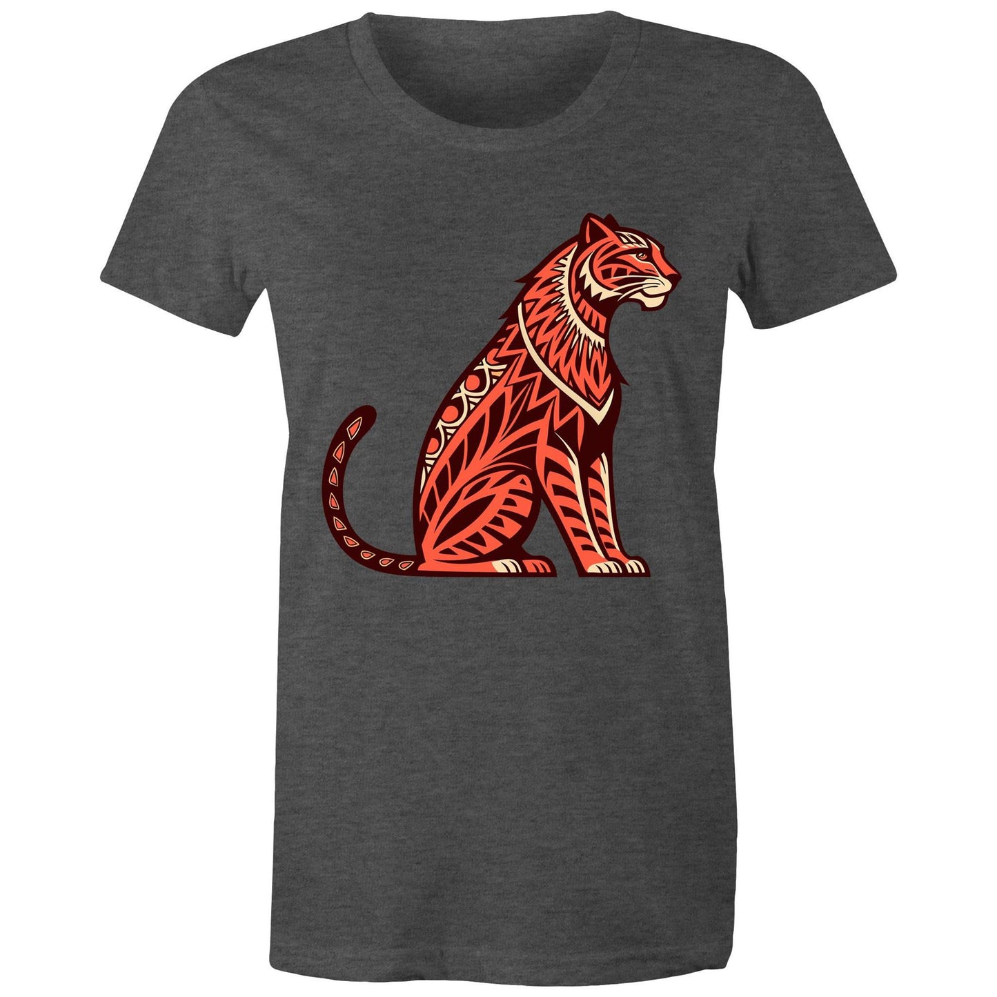 Women's Earthfolk Printed T shirt - Tribal Tiger - The Crescent Moon