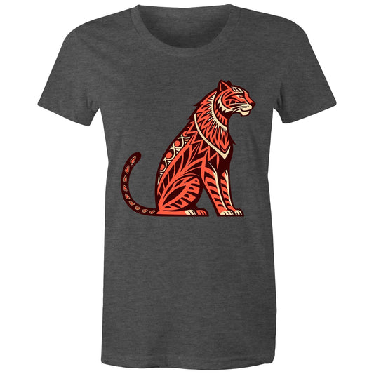 Women's Earthfolk Printed T shirt - Tribal Tiger - The Crescent Moon