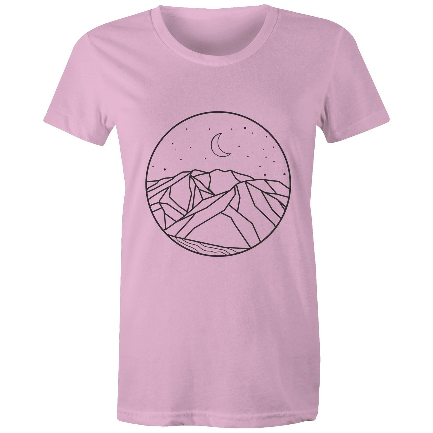 Women's Earthfolk Printed T shirt - Moon Mountain - The Crescent Moon