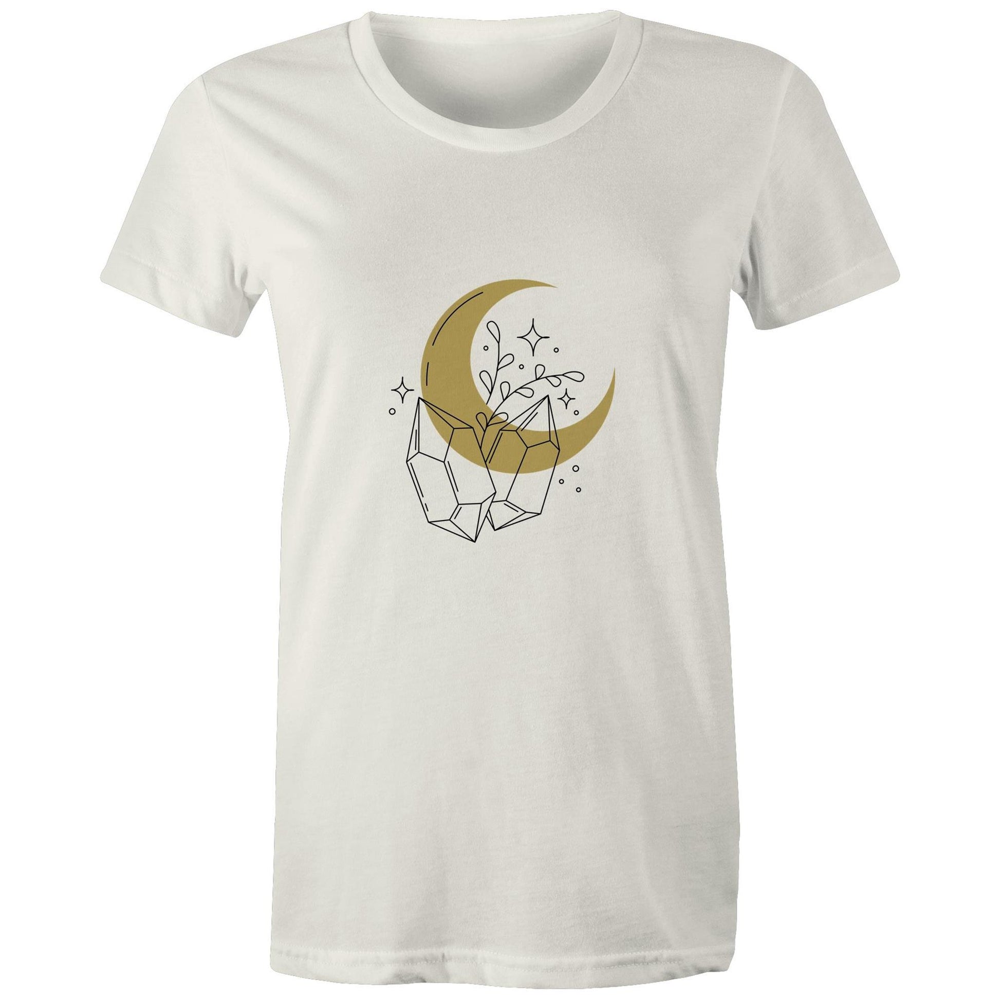 Women's Organic Earthfolk T shirt - Crystal Moon - The Crescent Moon